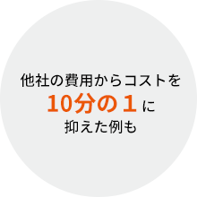 他社の費用からコストを10分の１に抑えた例も