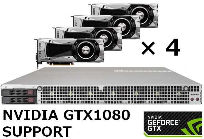 【1U / GTX1080 4基搭載モデル】SolutionHPC 30222P64-A12WTARB-1080