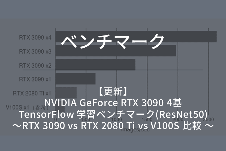 【ベンチマーク(更新)】NVIDIA GeForce RTX 3090 4基　TensorFlow 学習ベンチマーク(ResNet50)　～RTX 3090 vs RTX 2080 Ti vs V100S 比較 ～